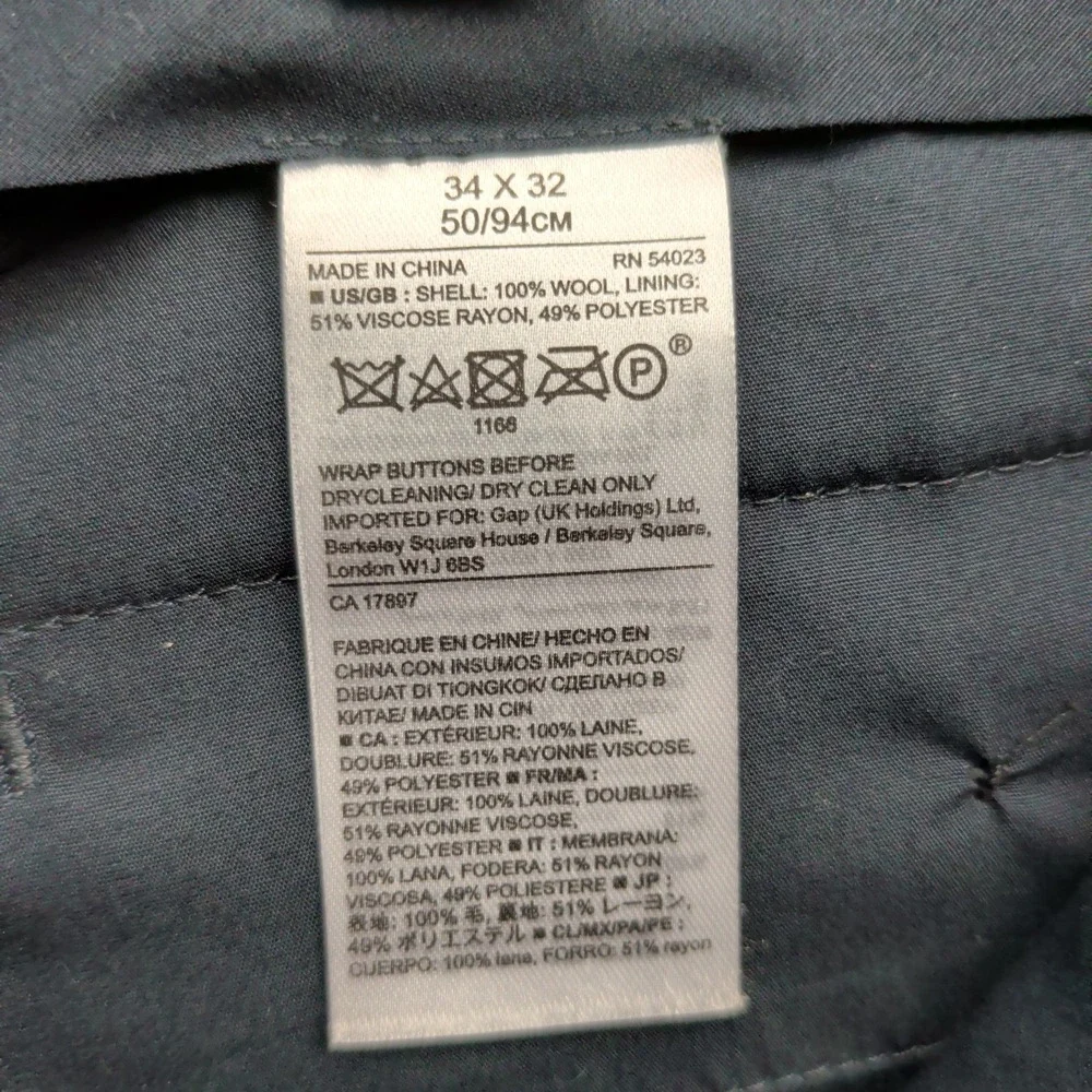 Banana Republic Pants 34x32 Vitale Barberis Canonico Wool Slim Fit Windowpane‎